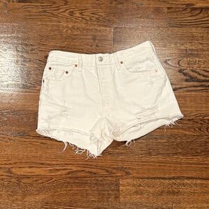 Levi’s 501 Classic White Distressed Jean Shorts